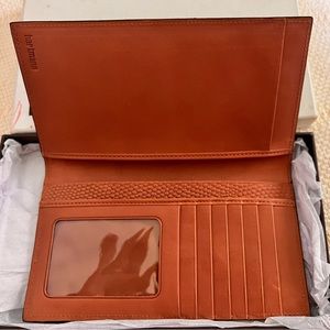 Hartmann brown leather coat wallet never used